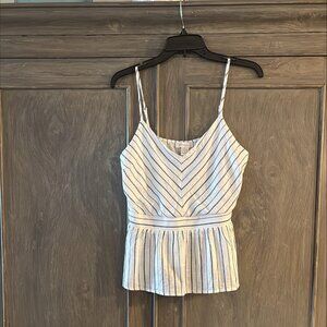 Monteau LA Linen Blue and cream color tank top